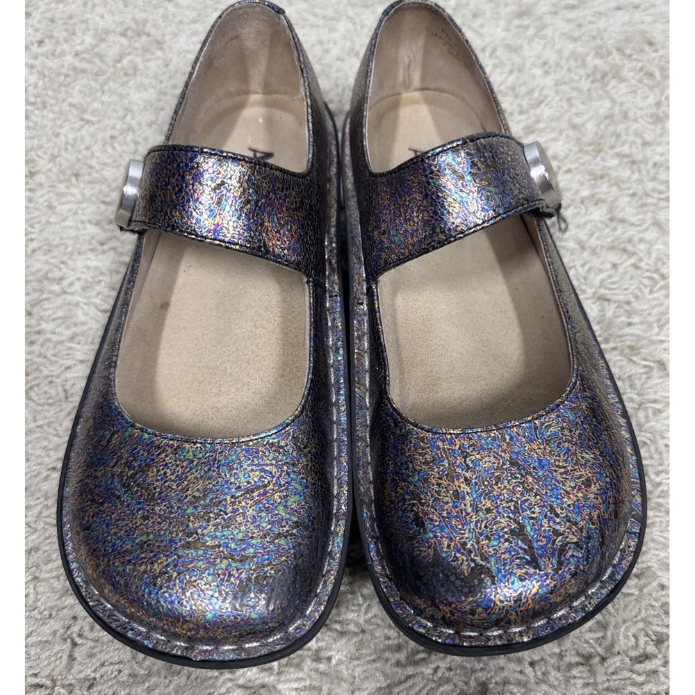 Alegria Paloma Multicolor Metallic Swirl Mary Jane Comfort Shoes EU 37 US 6.5-7